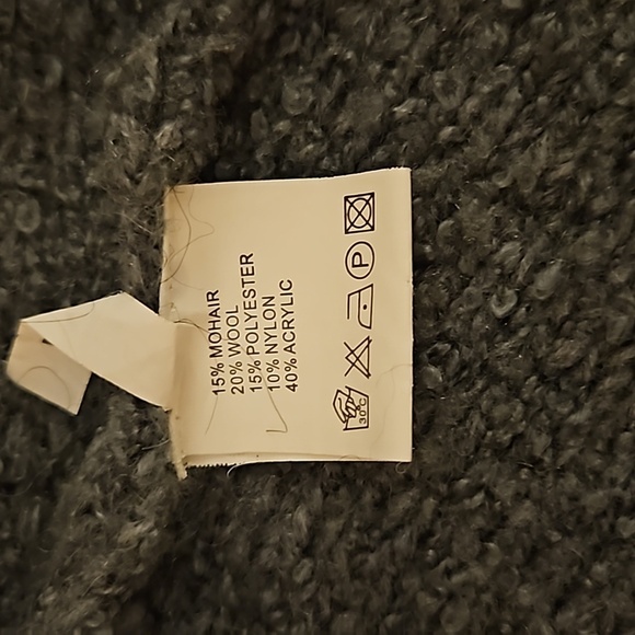 VTG FORLA PARIS 1990s Wool Fur Trim Rosette Longline Sweater Cardigan - Picture 13 of 14